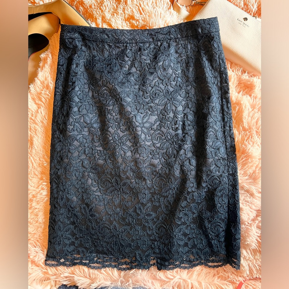 Jones New York Navy Lace Pencil Skirt